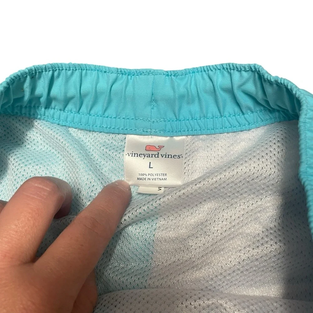 Vineyard‎ Vines Boys Blue Stripe & Solid Colorblock Swim Trunks Size Large